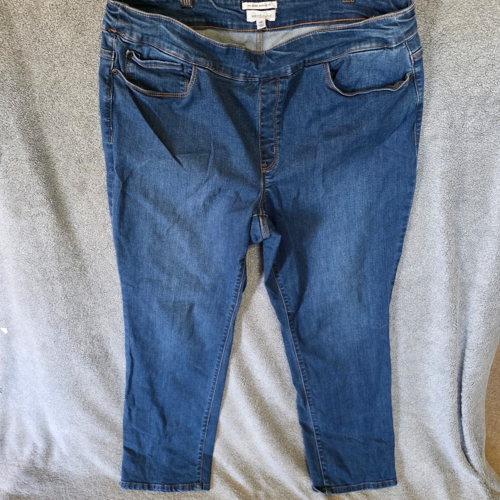 Westbound Park Avenue Fit Pull On Jeans Womens 16S Blue Medium Wash Stretch